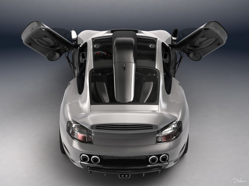 silver sports car with open doors