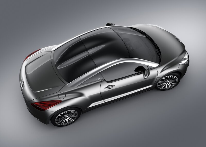 silver sports coupe from above