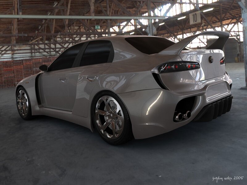 silver sports sedan in warehouse