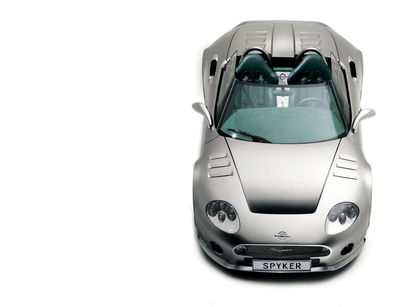Silver Spyker sports car