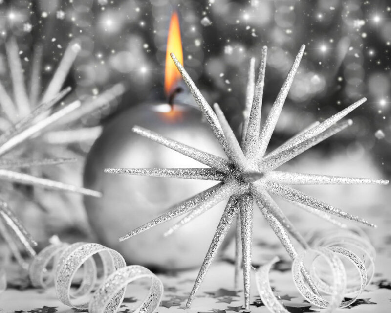 Silver Star Ornament — Black, Festive, Winter