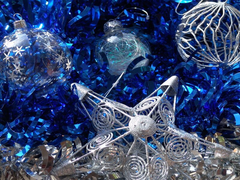 Silver Star Ornament — Blue, Festive