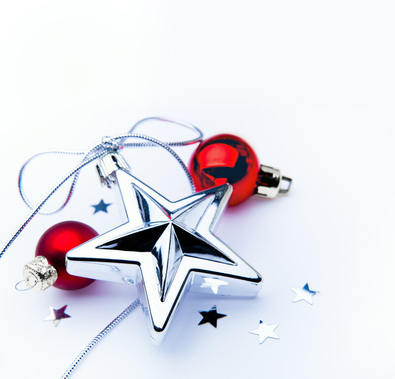 Silver Star Ornament — White, Festive