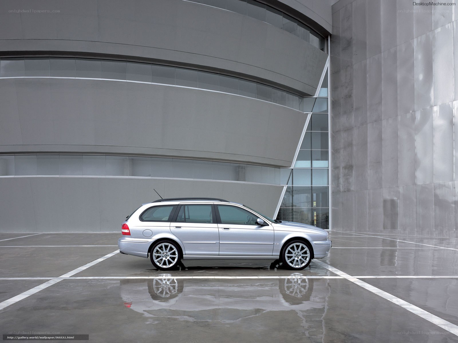 silver station wagon in parking lot