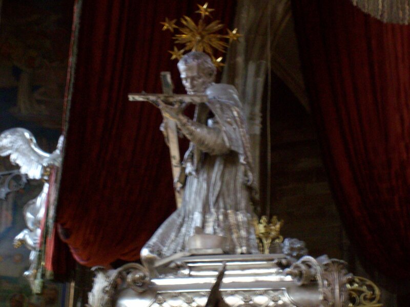 Silver statue in church