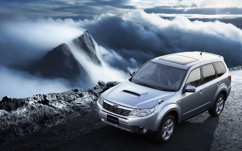 Silver Subaru Forester — Dramatic, Photograph, Mountain