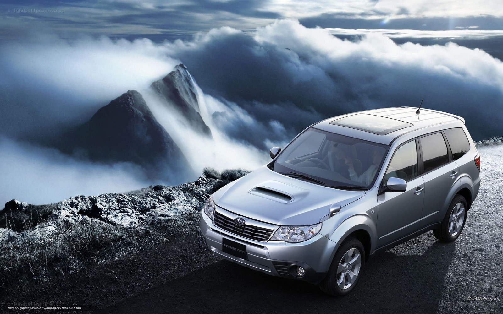 Silver Subaru Forester on mountain road