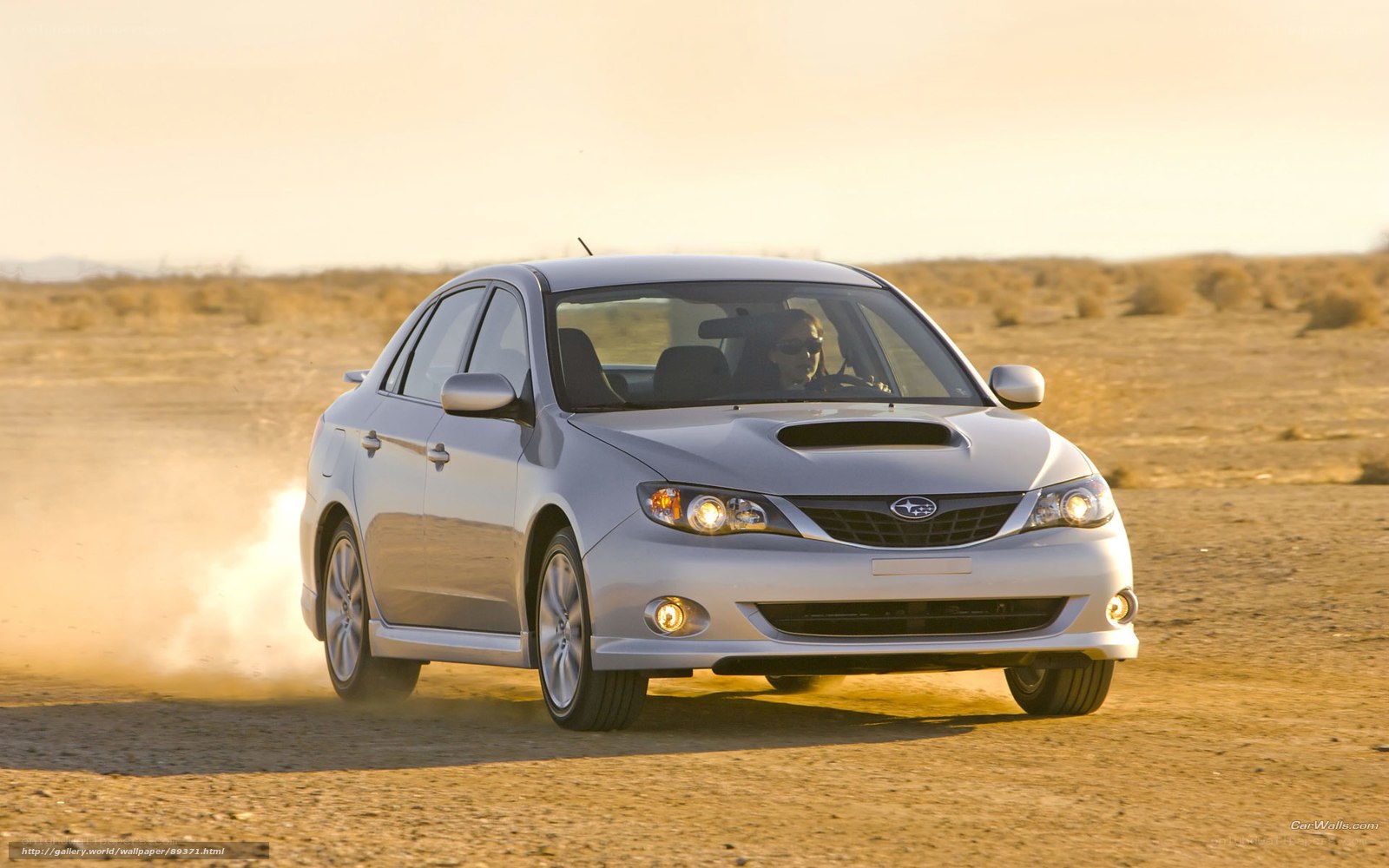 silver subaru in desert