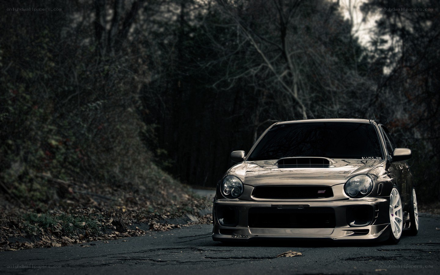 silver subaru on a forest road