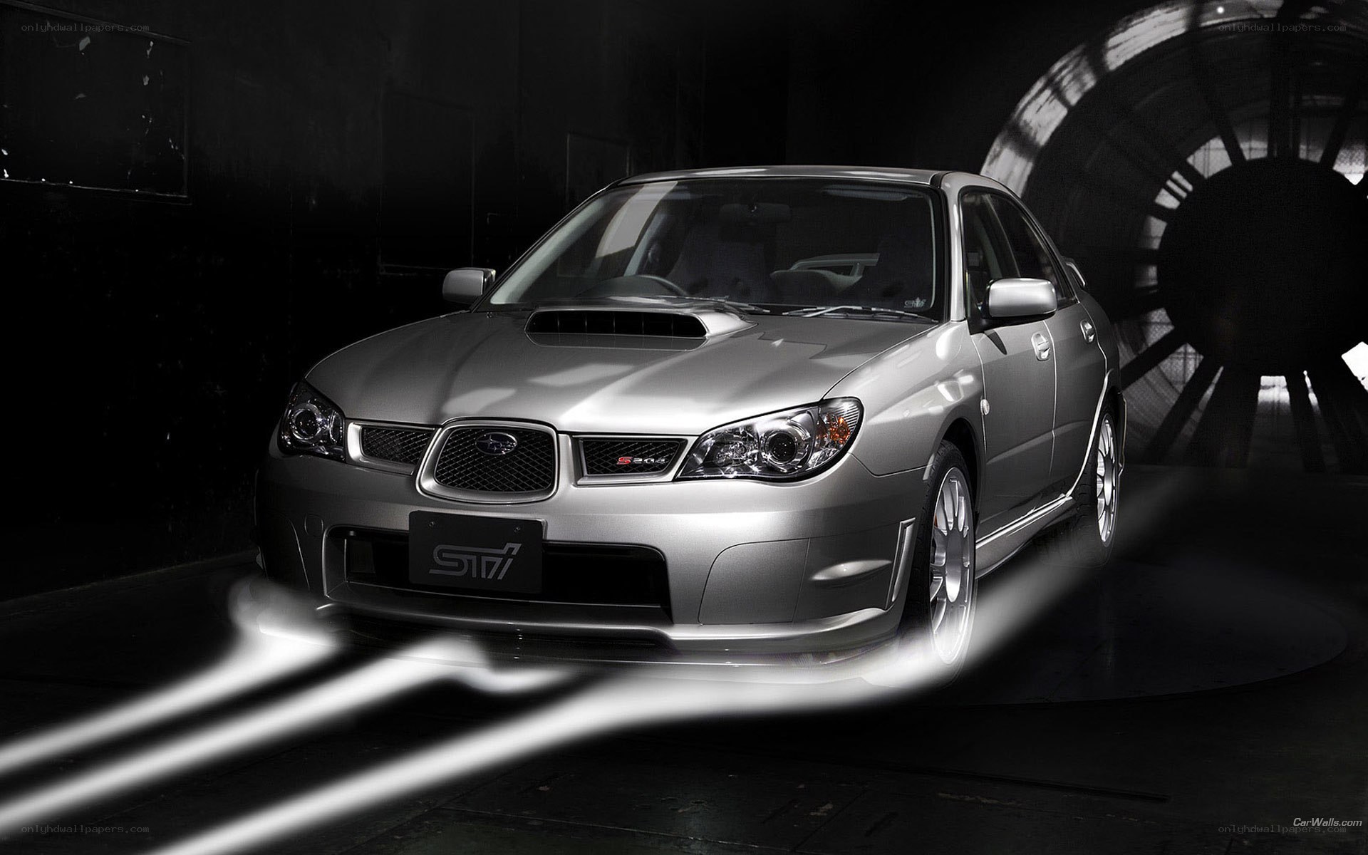 Silver Subaru STI car