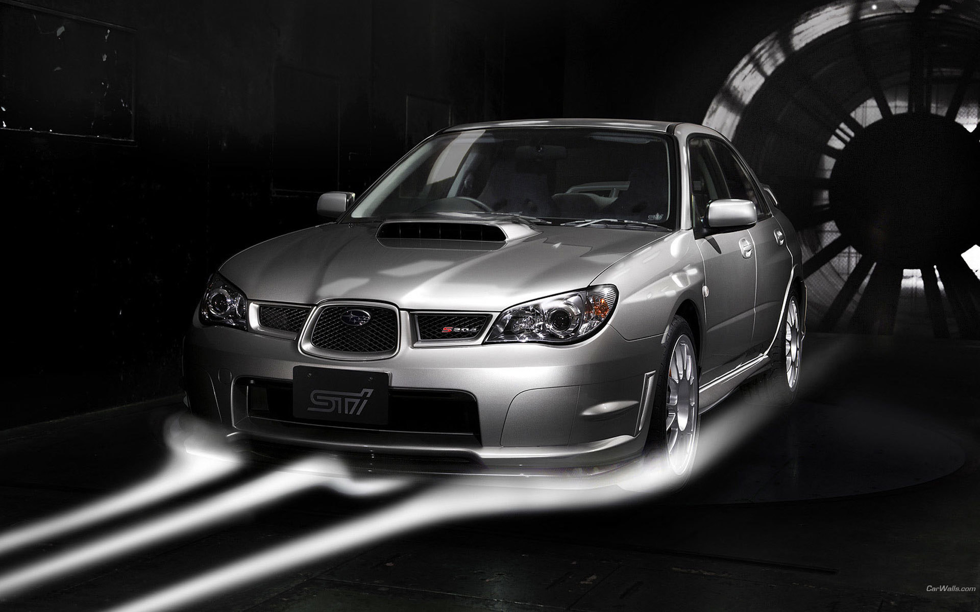 Silver Subaru STI car