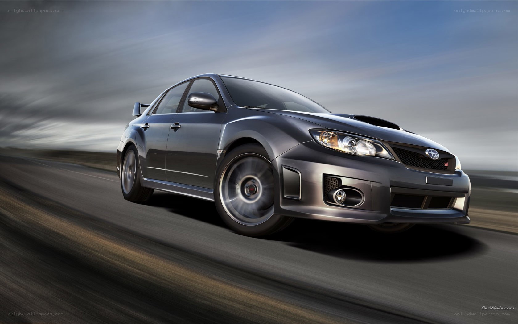 silver subaru wrx in motion