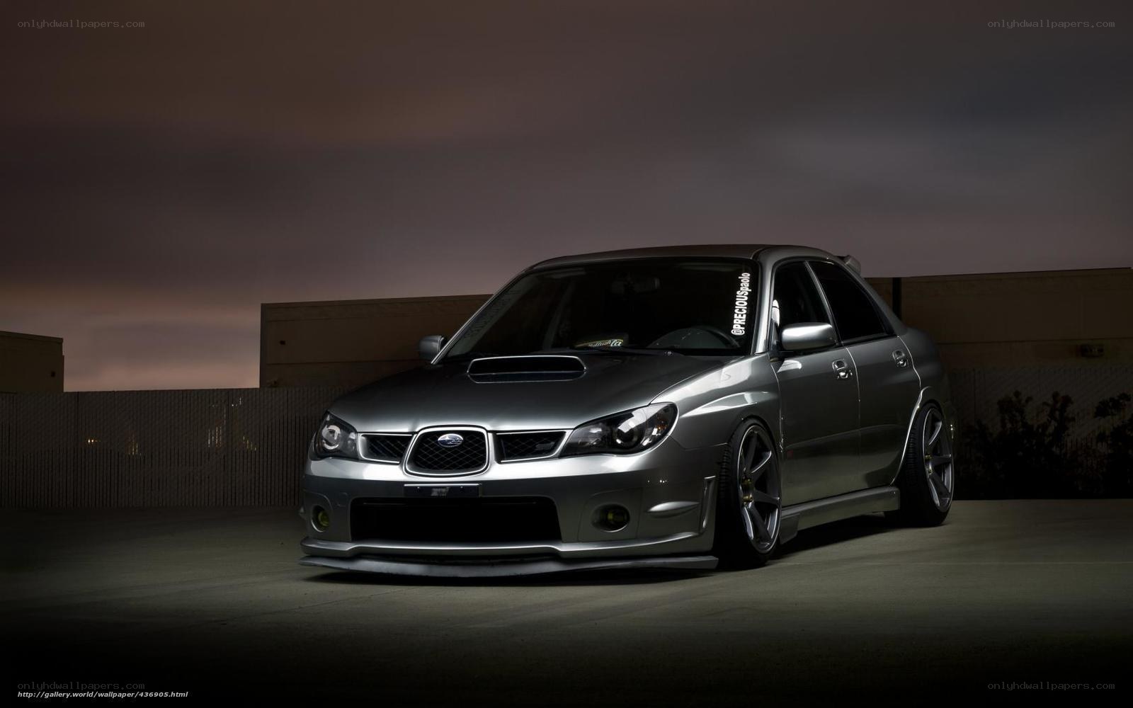 silver subaru wrx sti at night
