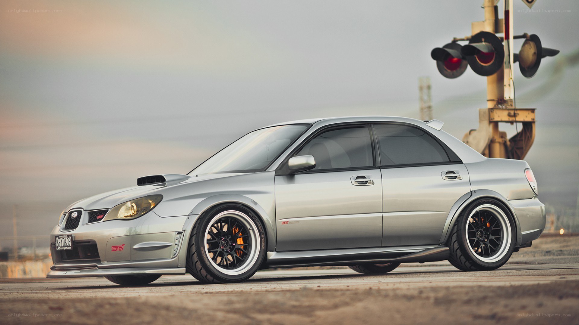 silver subaru wrx sti car