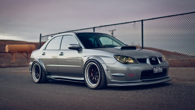 Silver Subaru Wrx Sti — Gray, Dramatic, Sunset, Photograph, Car
