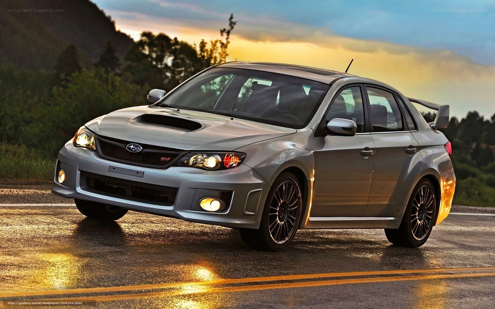 silver subaru wrx sti on road