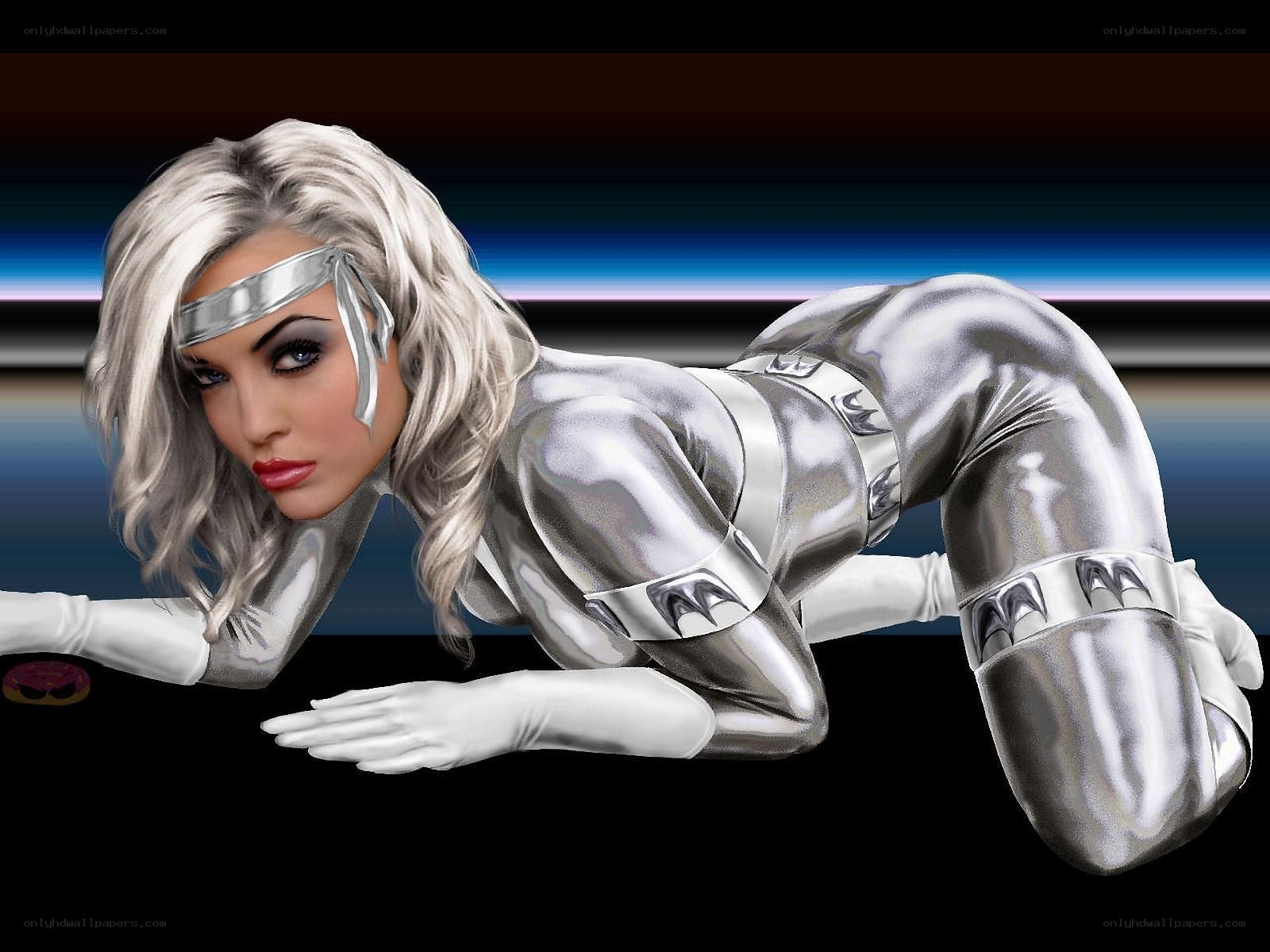 silver-suited female character