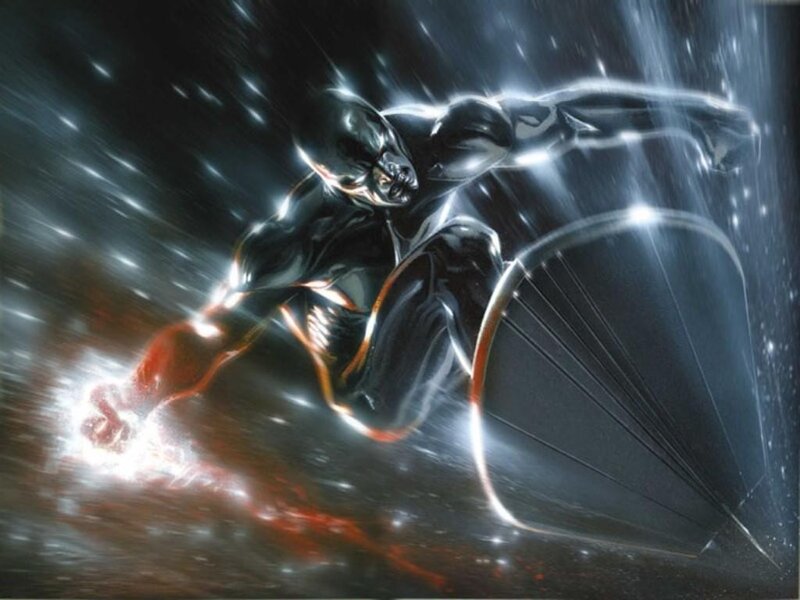 Silver-suited Superhero — Black, Dramatic, Digital Art