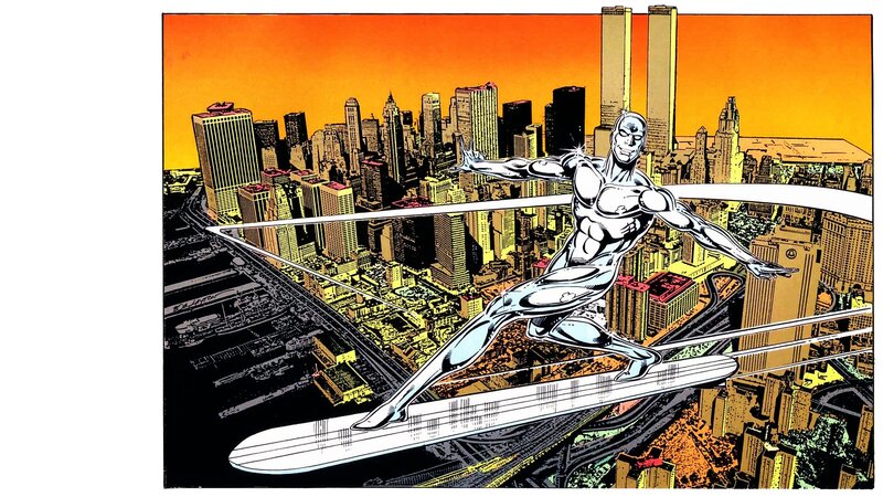 Silver Superhero Flying