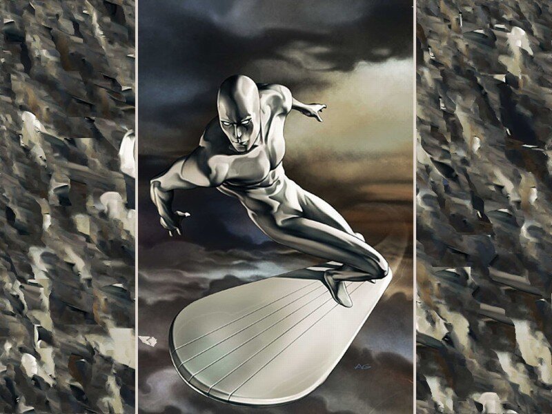 Silver Surfer in flight