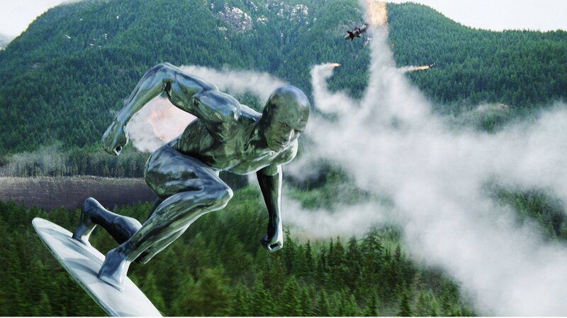 Silver Surfer in flight
