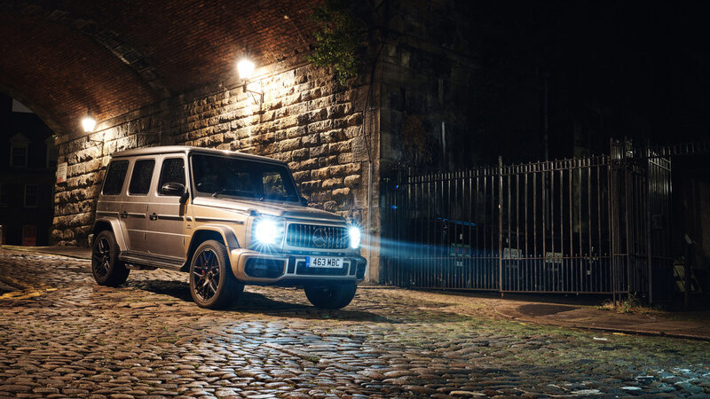 Silver Suv at Night — Gray, Dramatic