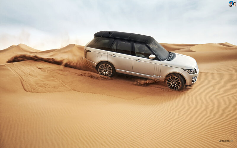 Silver Suv in Desert — Brown, Dramatic