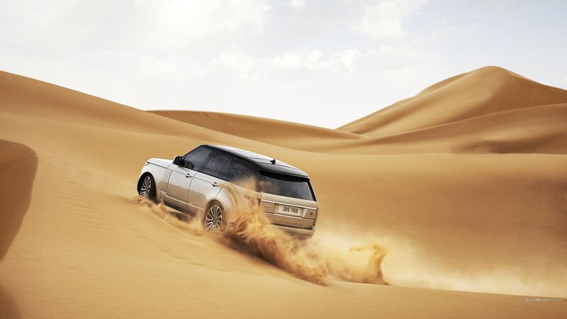 Silver Suv in Desert — Brown, Dynamic, Afternoon