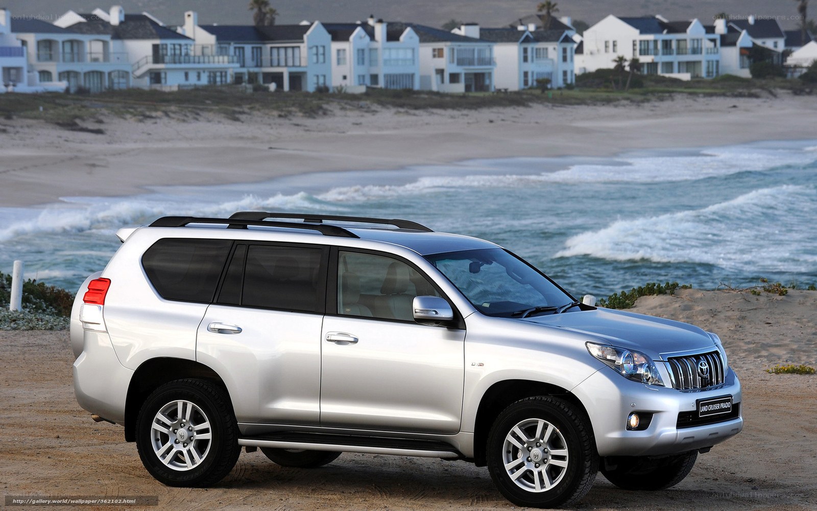 Silver SUV on beach