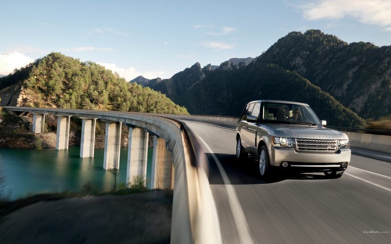 Silver SUV on Bridge — Gray