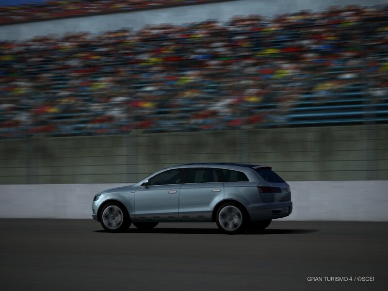 silver suv on racetrack