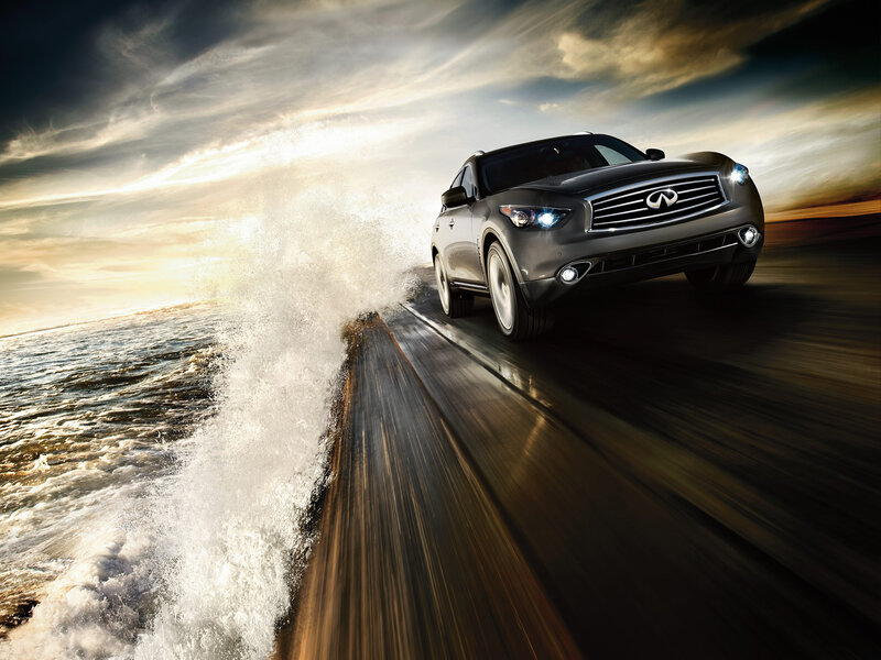 Silver SUV on Road — Gray, Dramatic, Sunset, Photograph