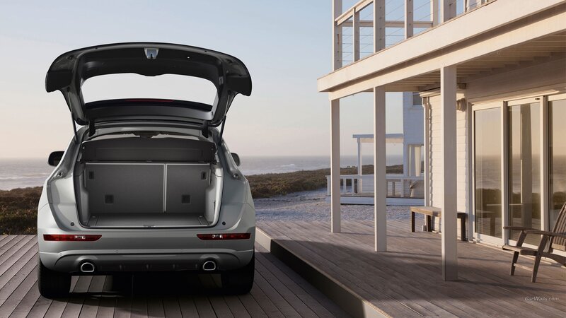 Silver SUV with Open Trunk — White