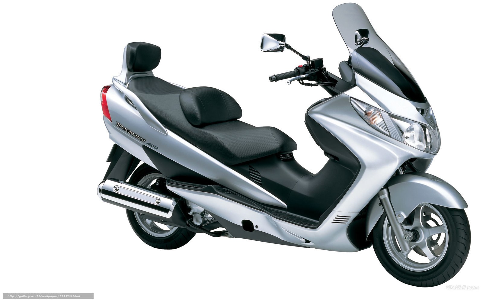 Silver Suzuki Burgman 400 scooter
