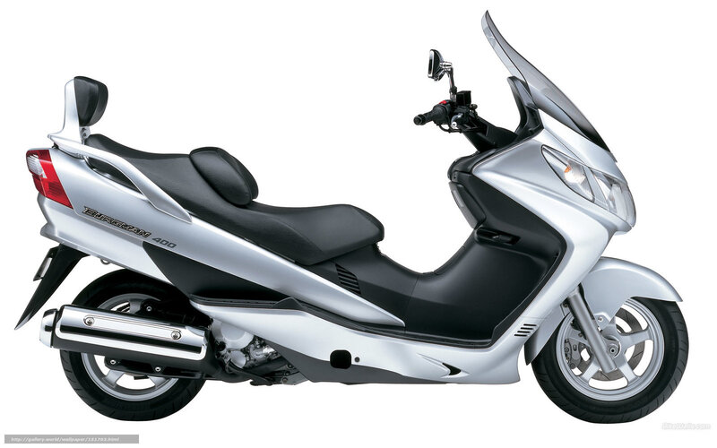 Silver Suzuki Burgman 400 scooter