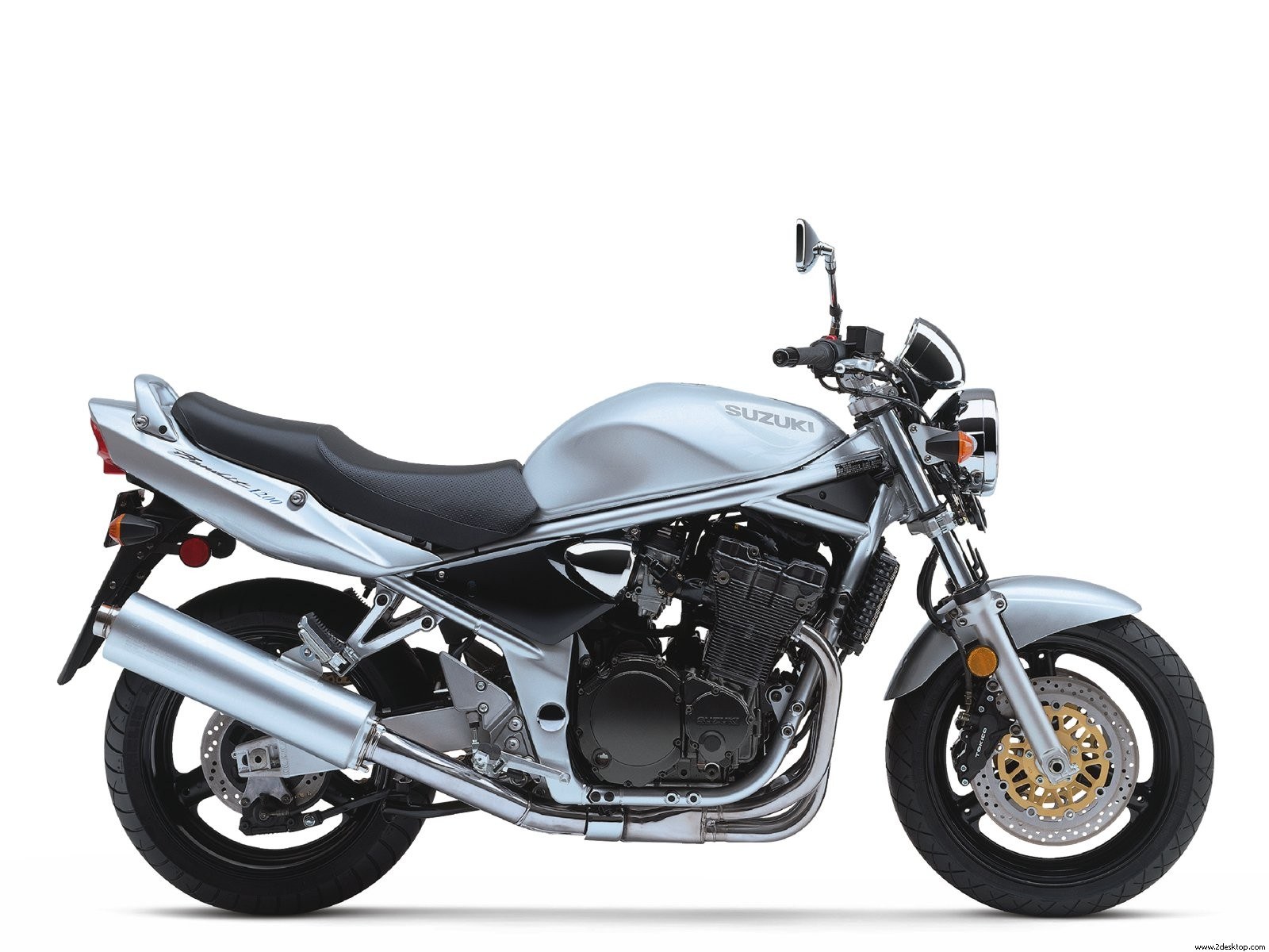 Silver Suzuki motorcycle