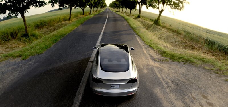 Silver Tesla Model 3 — Serene