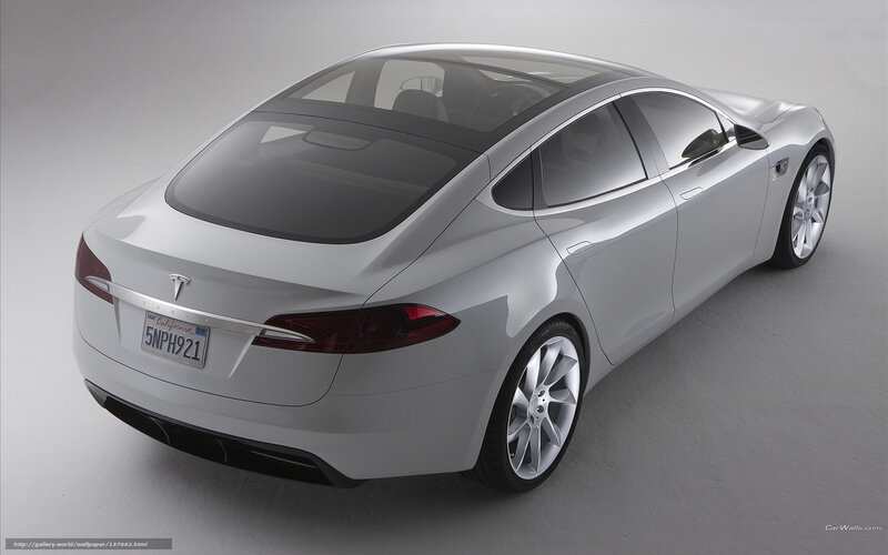 Silver Tesla Model S rear view