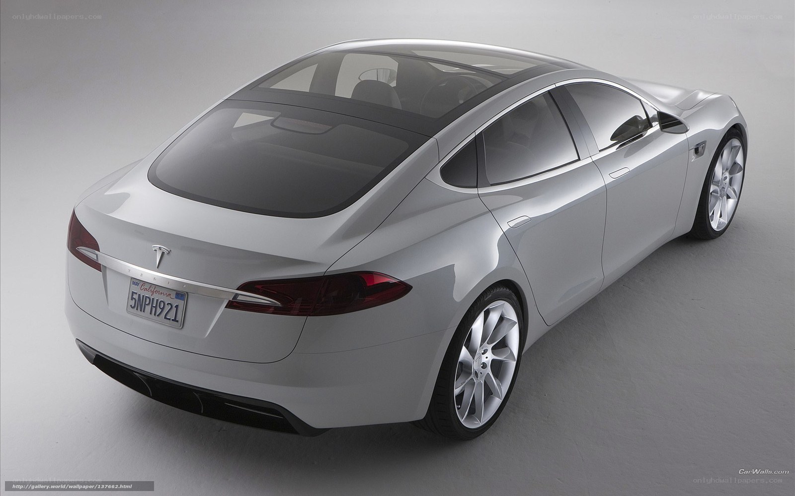 Silver Tesla Model S rear view