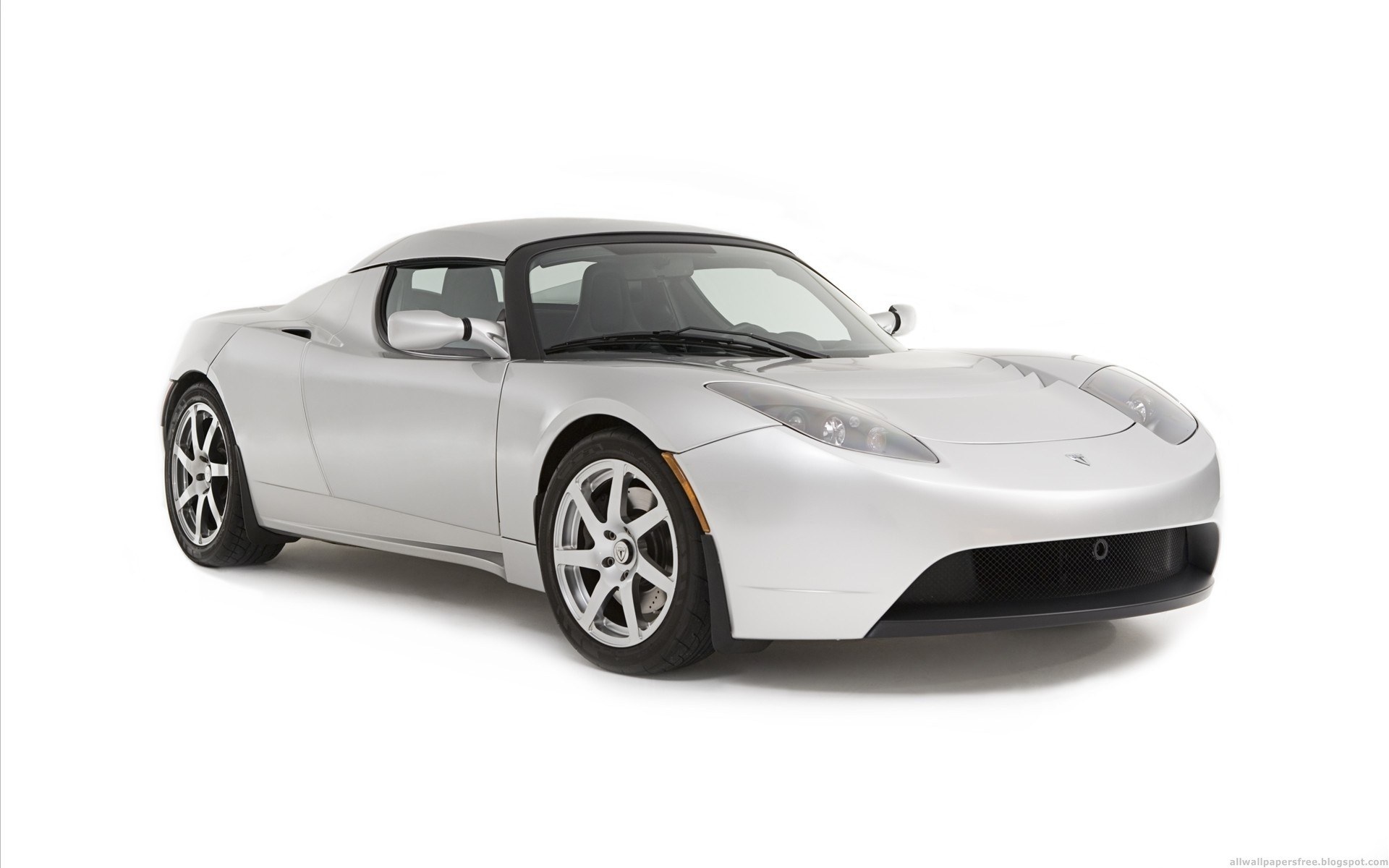 silver tesla roadster car