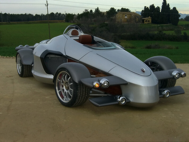 Silver Three-wheeled Car — Calm, Sunset