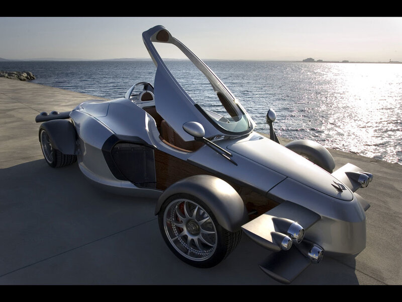 Silver Three-wheeled Car