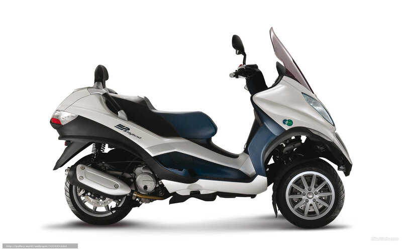 Silver Three-wheeled Scooter — White, Neutral, Photograph, Windshield, Seat