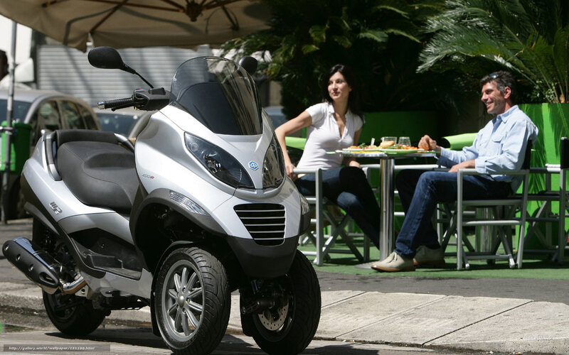 Silver Three-wheeled Scooter — White, Relaxed