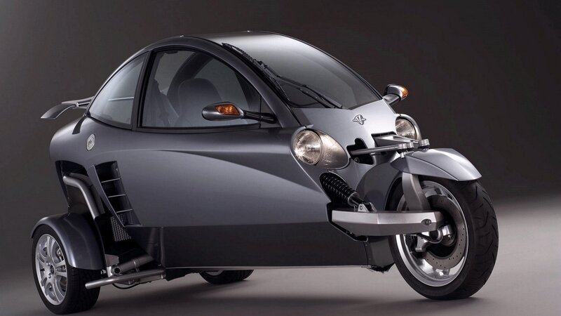 Silver Three-wheeled Vehicle — Gray, Dramatic, Photograph, Headlight, Wheel