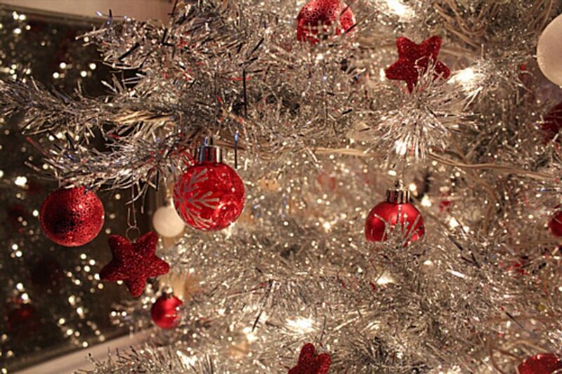 Silver Tinsel Christmas Tree