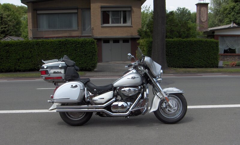 Silver Touring Motorcycle — Calm, Afternoon