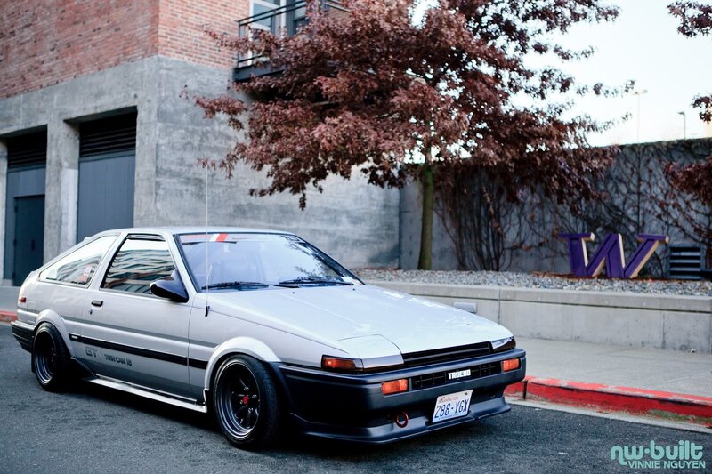 silver toyota ae86 parked on street