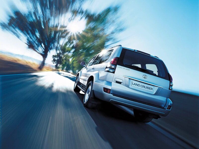 Silver Toyota Land Cruiser driving