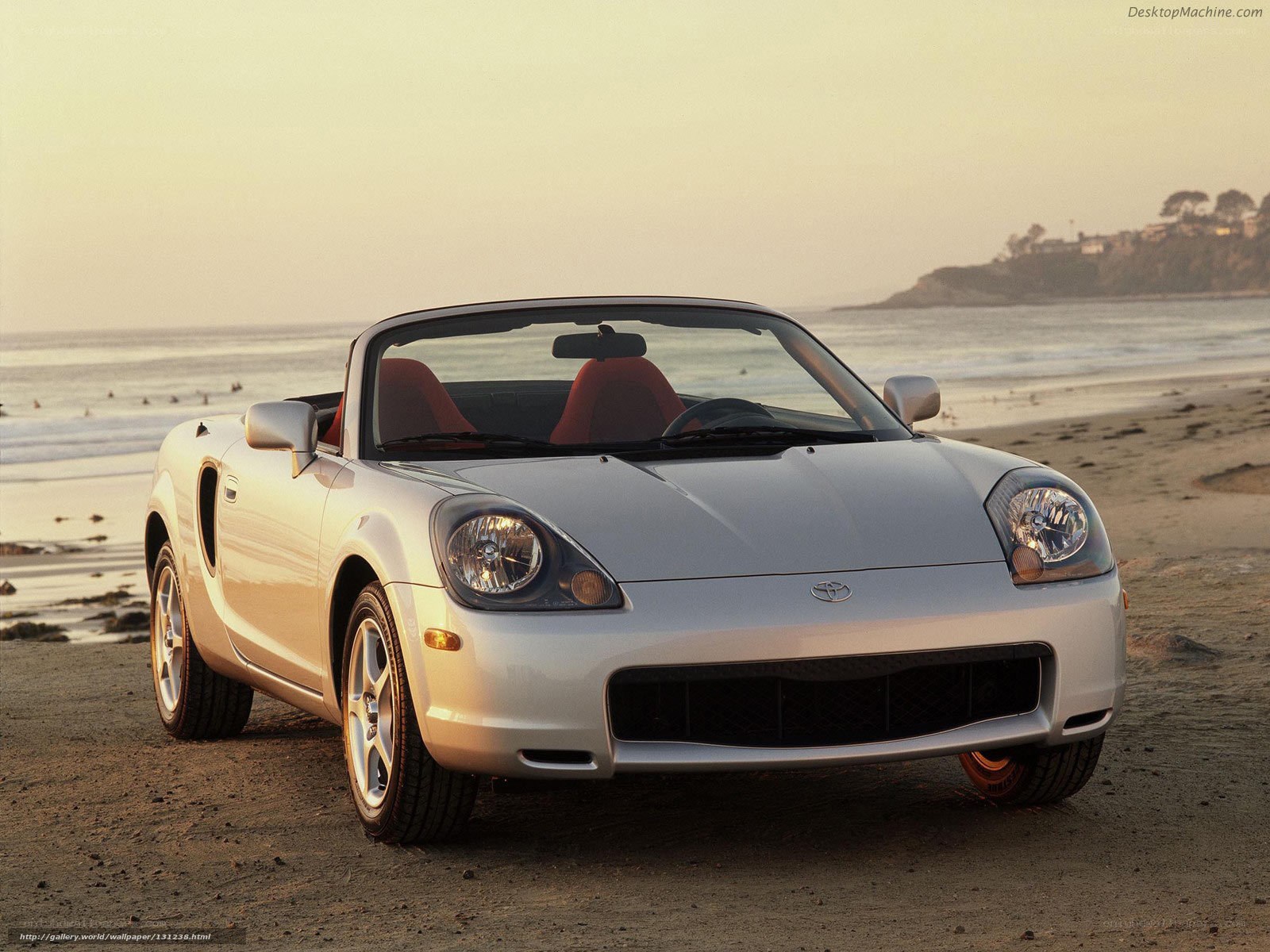 Silver Toyota MR2 Spyder on beach